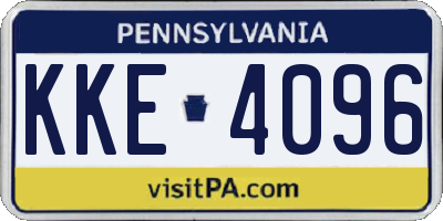 PA license plate KKE4096