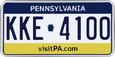 PA license plate KKE4100