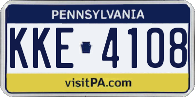 PA license plate KKE4108