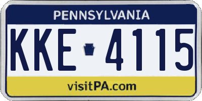 PA license plate KKE4115