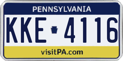 PA license plate KKE4116