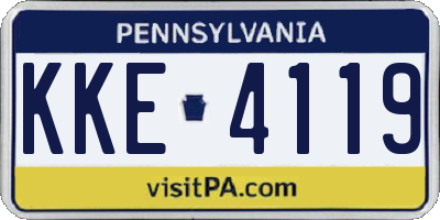 PA license plate KKE4119