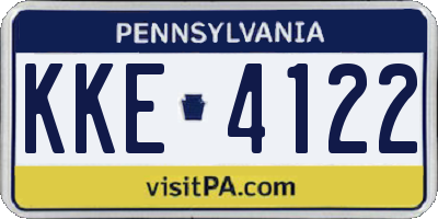 PA license plate KKE4122