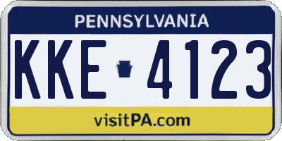PA license plate KKE4123