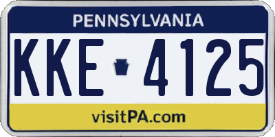 PA license plate KKE4125