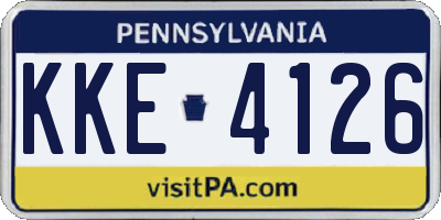 PA license plate KKE4126