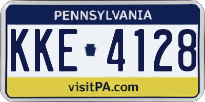 PA license plate KKE4128