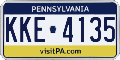 PA license plate KKE4135