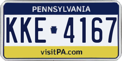 PA license plate KKE4167