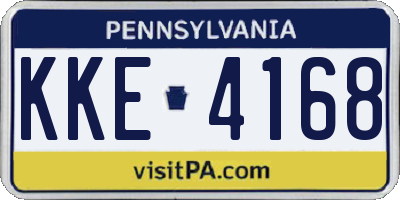 PA license plate KKE4168