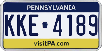 PA license plate KKE4189