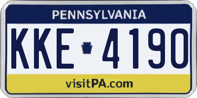 PA license plate KKE4190