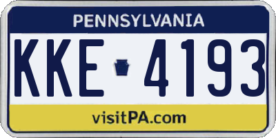 PA license plate KKE4193