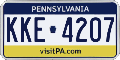 PA license plate KKE4207