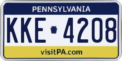 PA license plate KKE4208