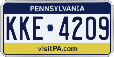 PA license plate KKE4209