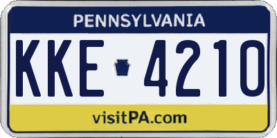 PA license plate KKE4210