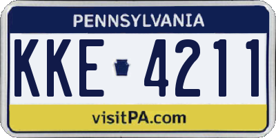 PA license plate KKE4211