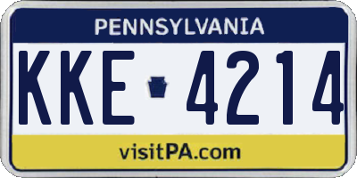 PA license plate KKE4214