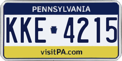 PA license plate KKE4215