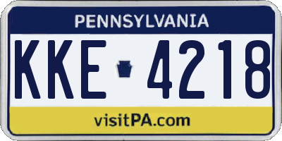 PA license plate KKE4218