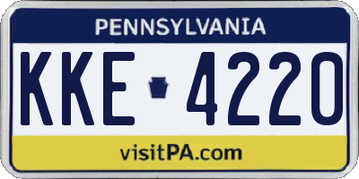 PA license plate KKE4220
