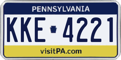 PA license plate KKE4221