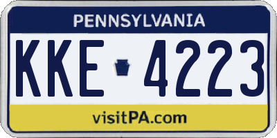 PA license plate KKE4223