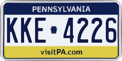 PA license plate KKE4226