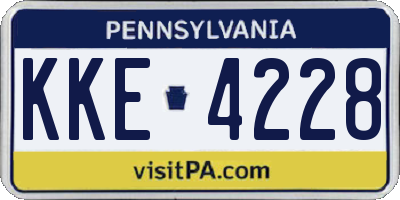 PA license plate KKE4228