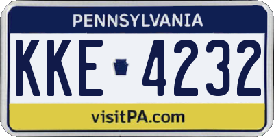 PA license plate KKE4232