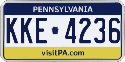 PA license plate KKE4236