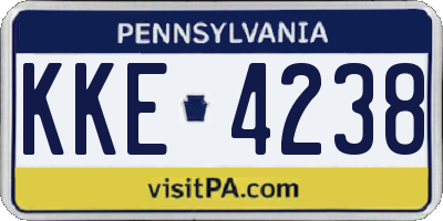 PA license plate KKE4238