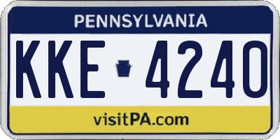 PA license plate KKE4240