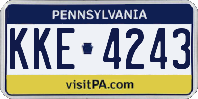 PA license plate KKE4243