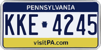 PA license plate KKE4245