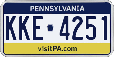 PA license plate KKE4251