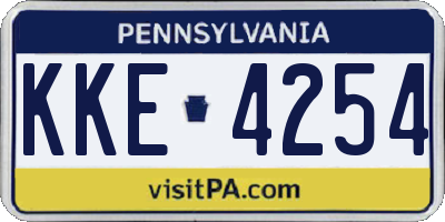 PA license plate KKE4254