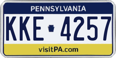 PA license plate KKE4257