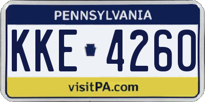 PA license plate KKE4260