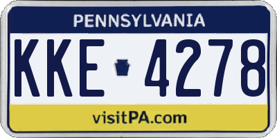 PA license plate KKE4278