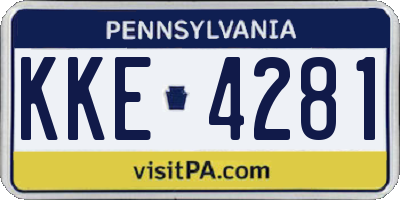 PA license plate KKE4281