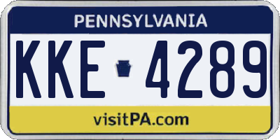 PA license plate KKE4289