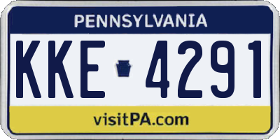 PA license plate KKE4291