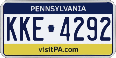 PA license plate KKE4292