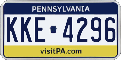 PA license plate KKE4296