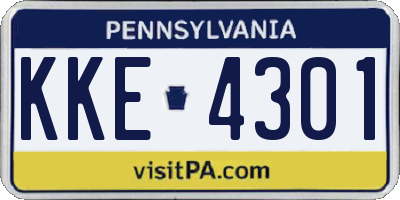 PA license plate KKE4301