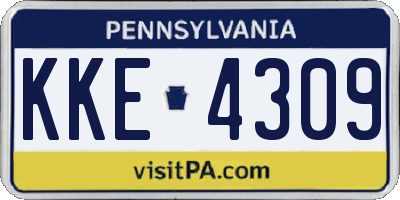 PA license plate KKE4309