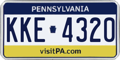 PA license plate KKE4320