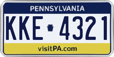 PA license plate KKE4321